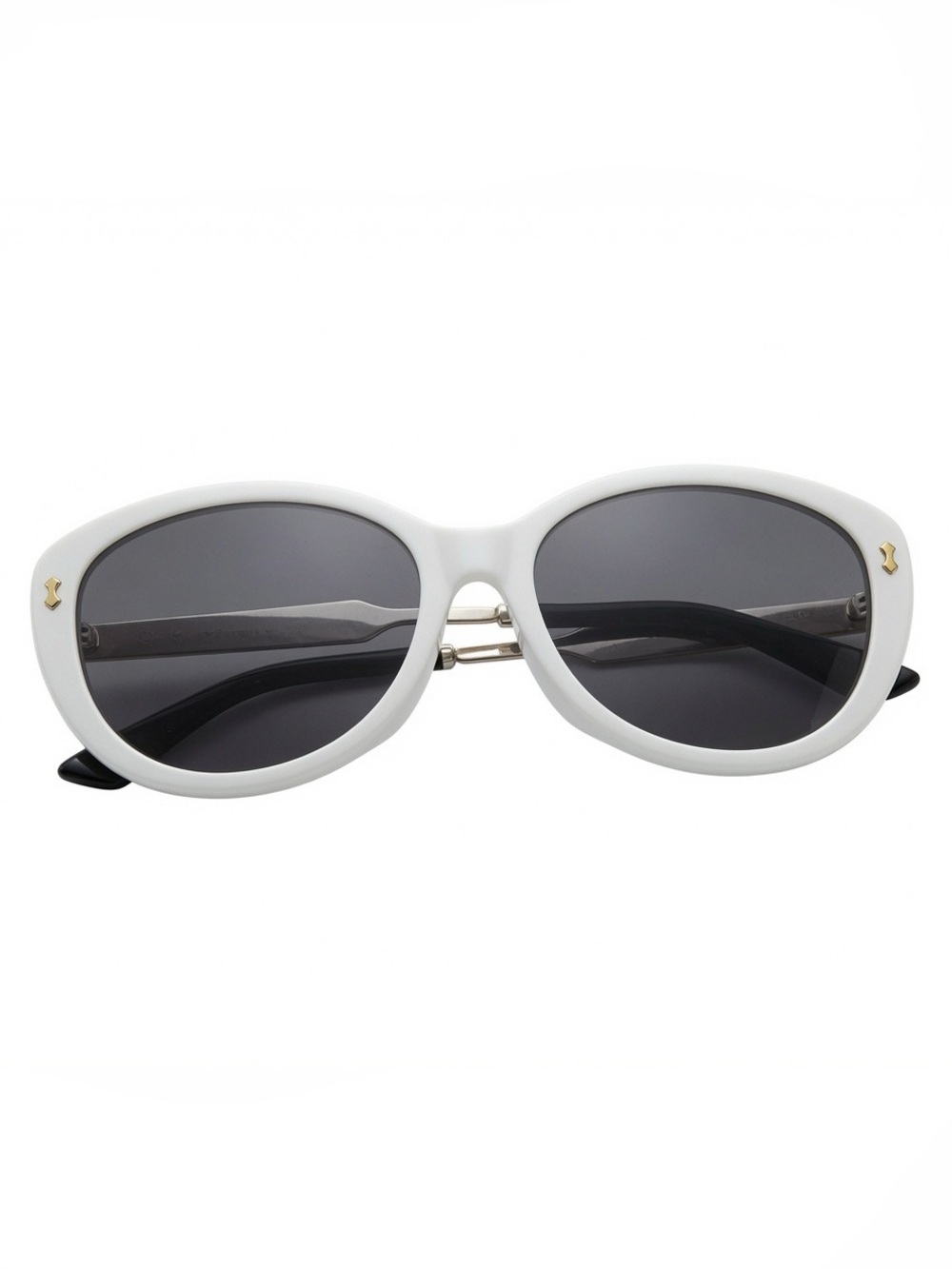 Gucci White Oval Sunglasses with Dark Lenses - Women